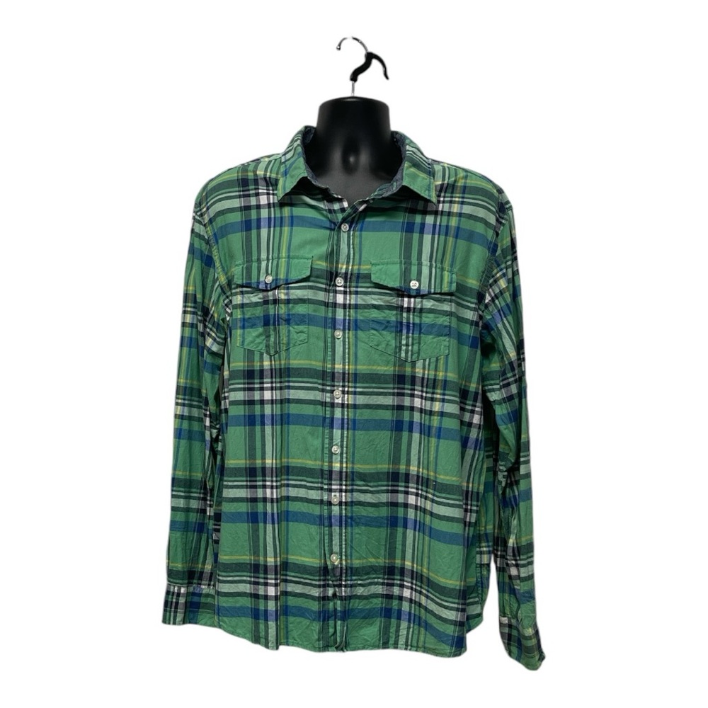 Old Navy Green Blue Plaid Button-Down Shirt